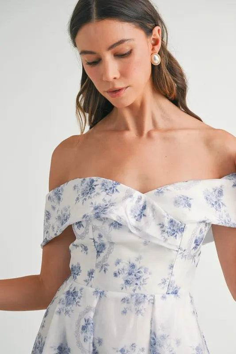 Floral Printed off Shoulder Maxi Dress