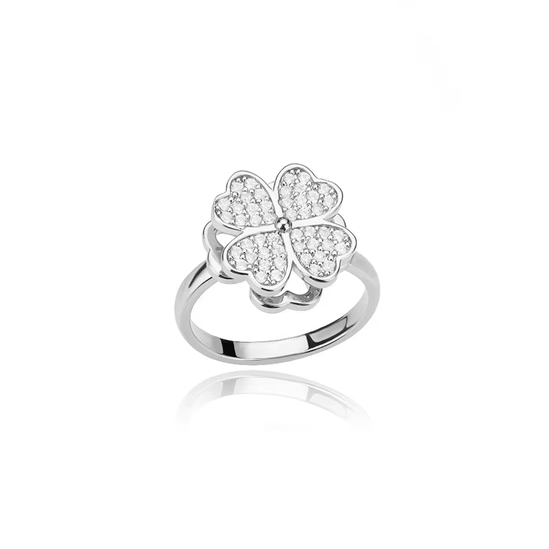 Heart Four Leaf Clover Zircon Fidget Ring 2nd Generation