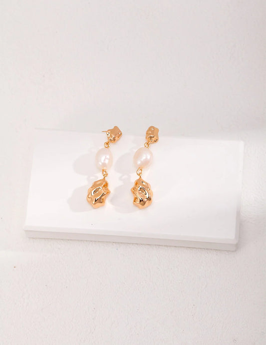 Hand Carved Style Pearl Earrings