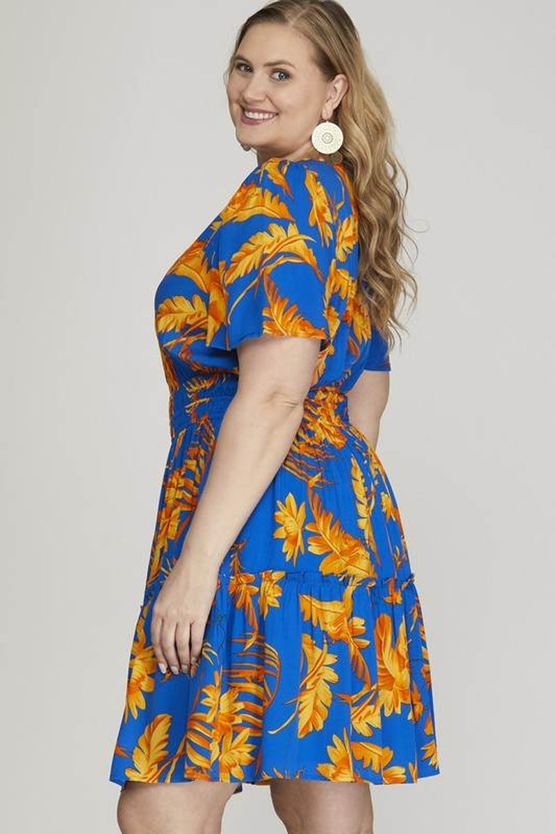 Sky Notched Frill Tiered Dress 