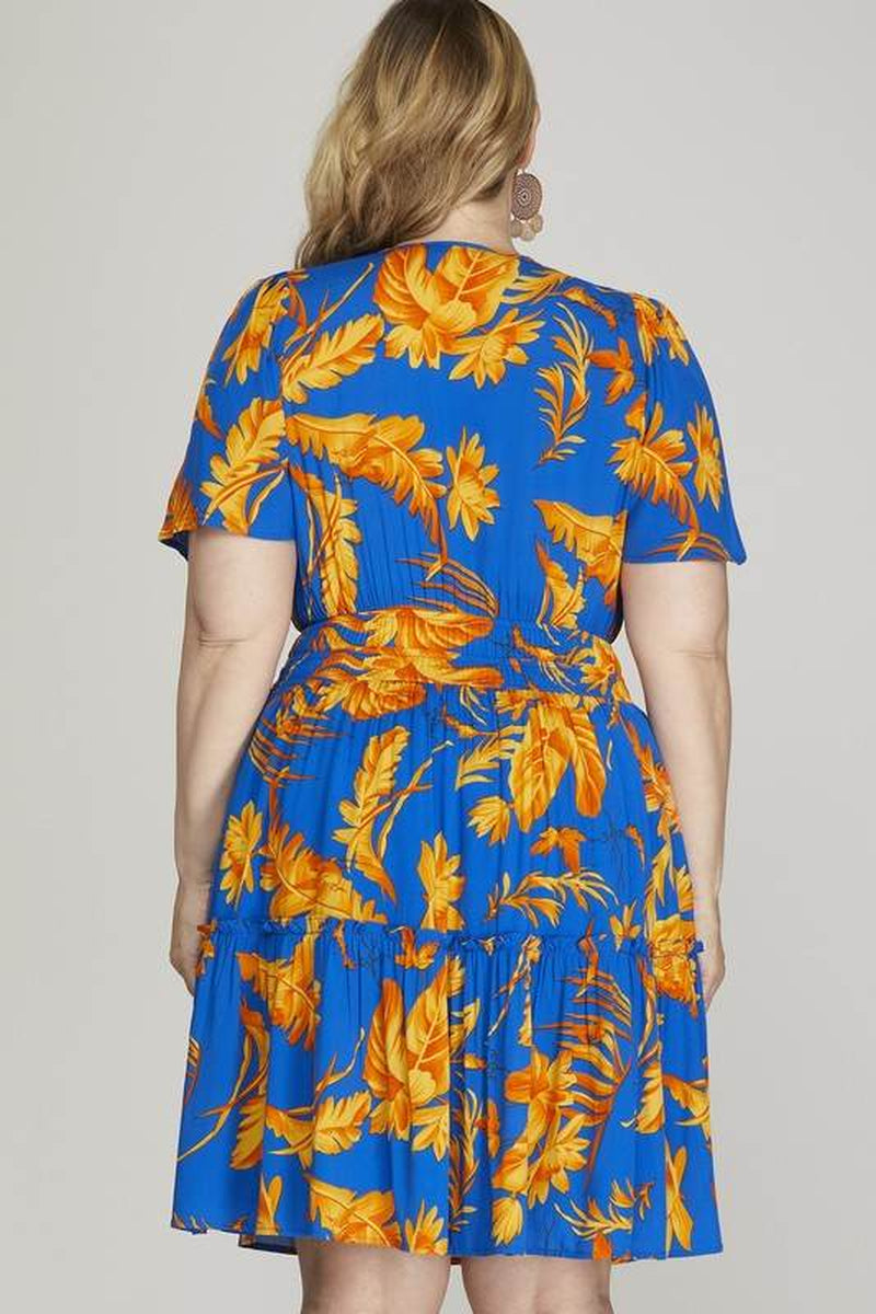 Sky Notched Frill Tiered Dress 