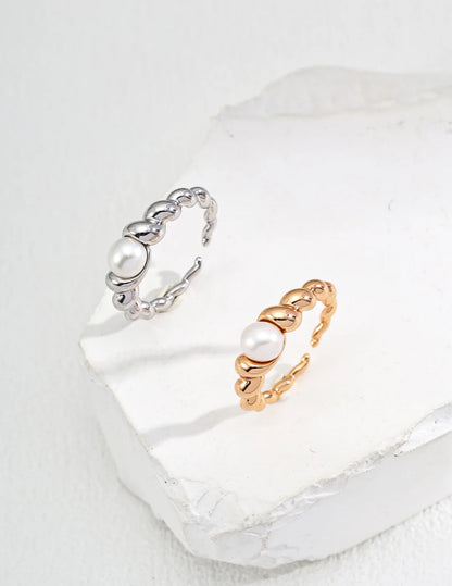 Braided Design Natural Pearl Ring