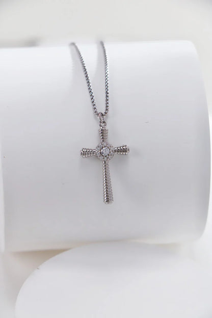 Cross Pendant Necklace with Zircon