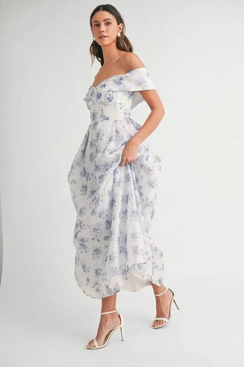 Floral Printed off Shoulder Maxi Dress