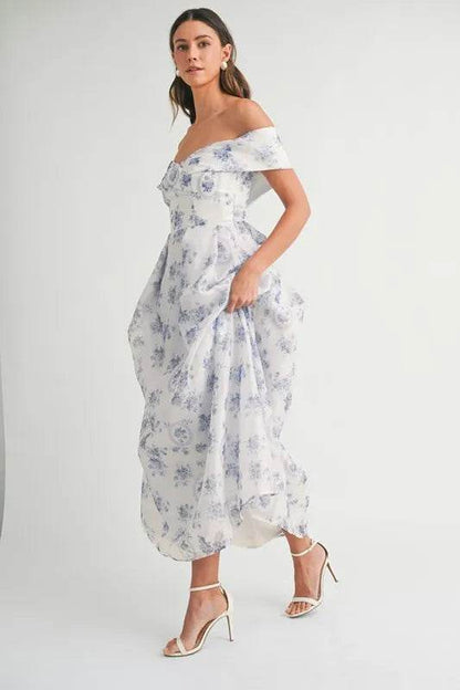 Floral Printed off Shoulder Maxi Dress