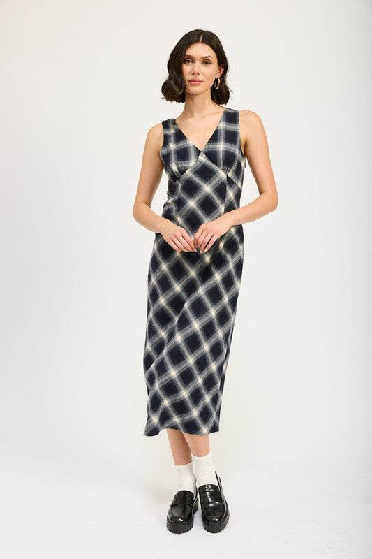 Plaid Bias Maxi Dress