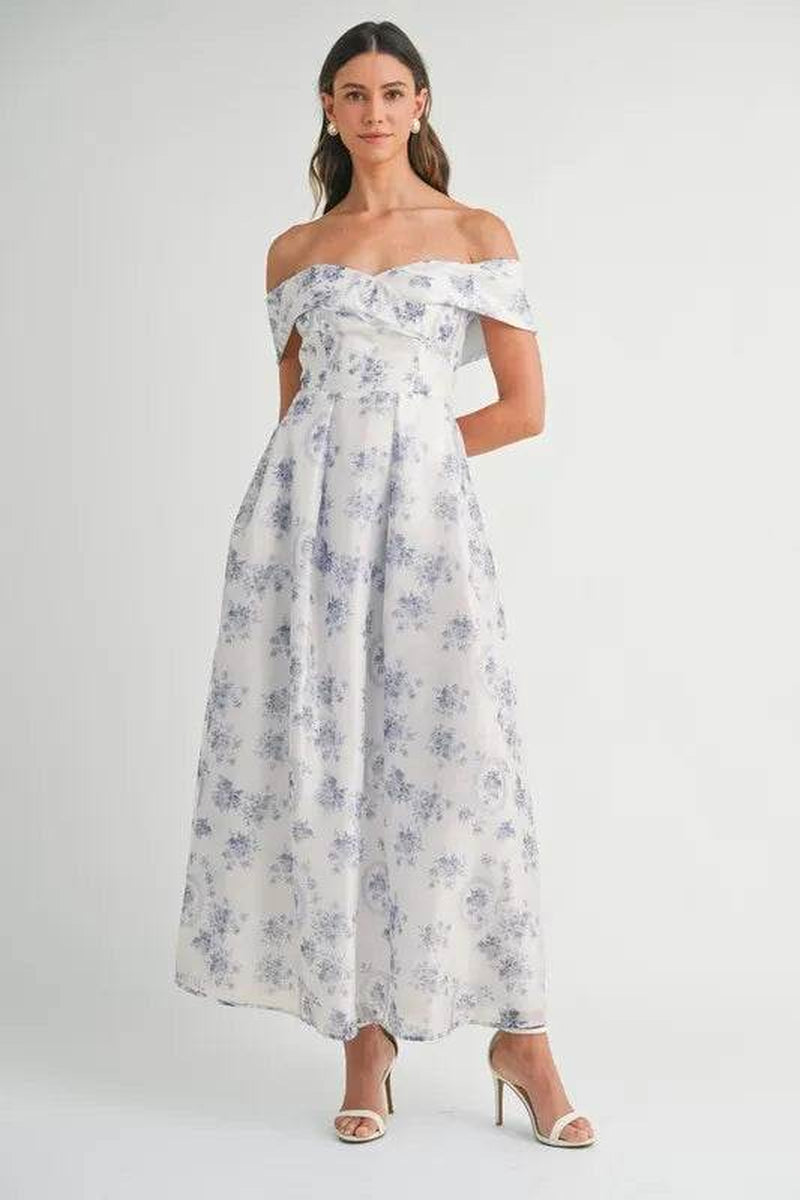 Floral Printed off Shoulder Maxi Dress