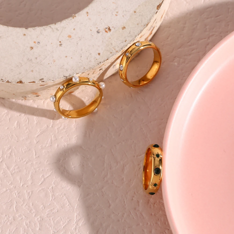 Green Zircon Pearl Rings