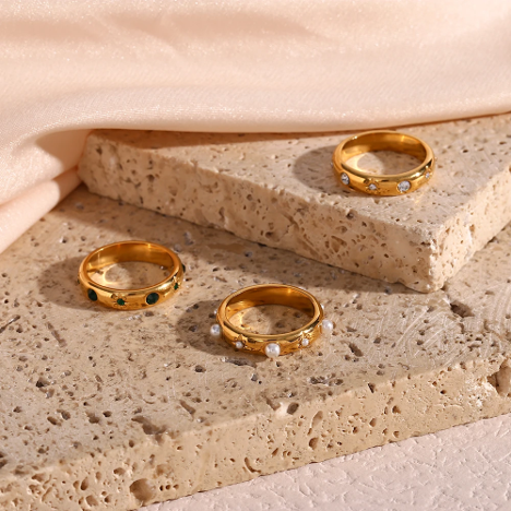 Green Zircon Pearl Rings