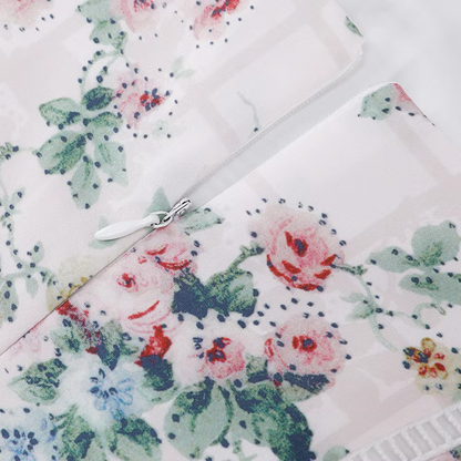 White Floral Print Holiday Dress