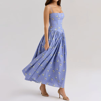 White Floral Print Holiday Dress