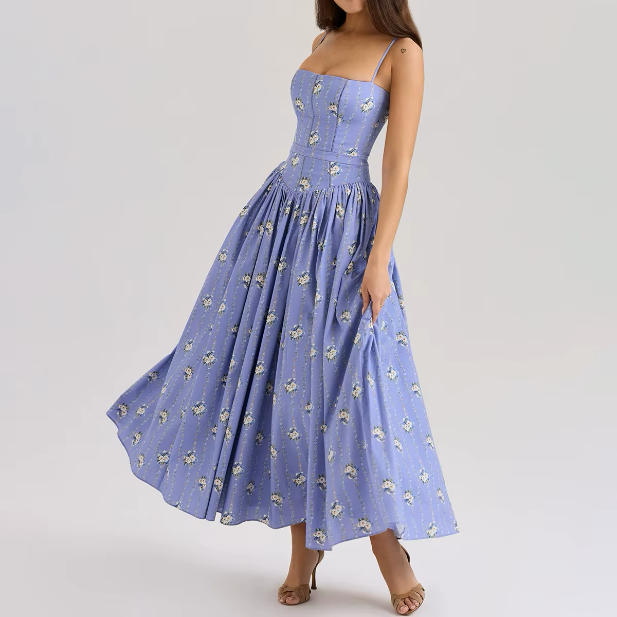 White Floral Print Holiday Dress