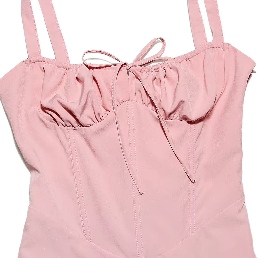 Women'S Summer Floral Print Dresses Sweet Elegant Midi Holiday Dress Casual Slit Blue Lace up Dresses 2023