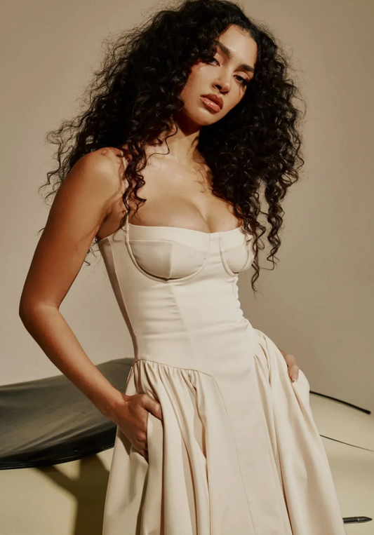 Elegant Spaghetti Strap Midi Dress