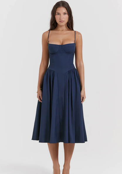 Elegant Spaghetti Strap Midi Dress