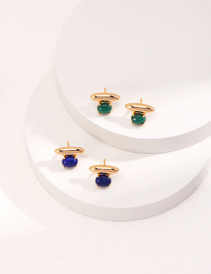 Blue Lapis Lazuli Stud Earrings