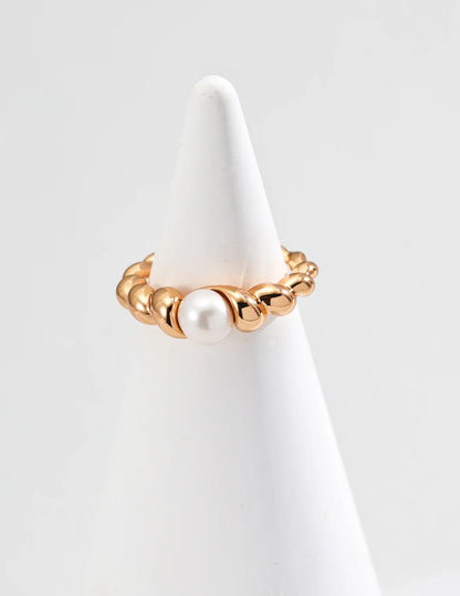 Braided Design Natural Pearl Ring