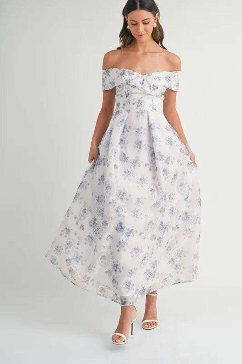 Floral Printed off Shoulder Maxi Dress