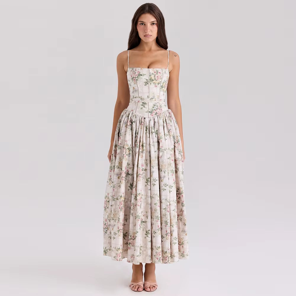 White Floral Print Holiday Dress