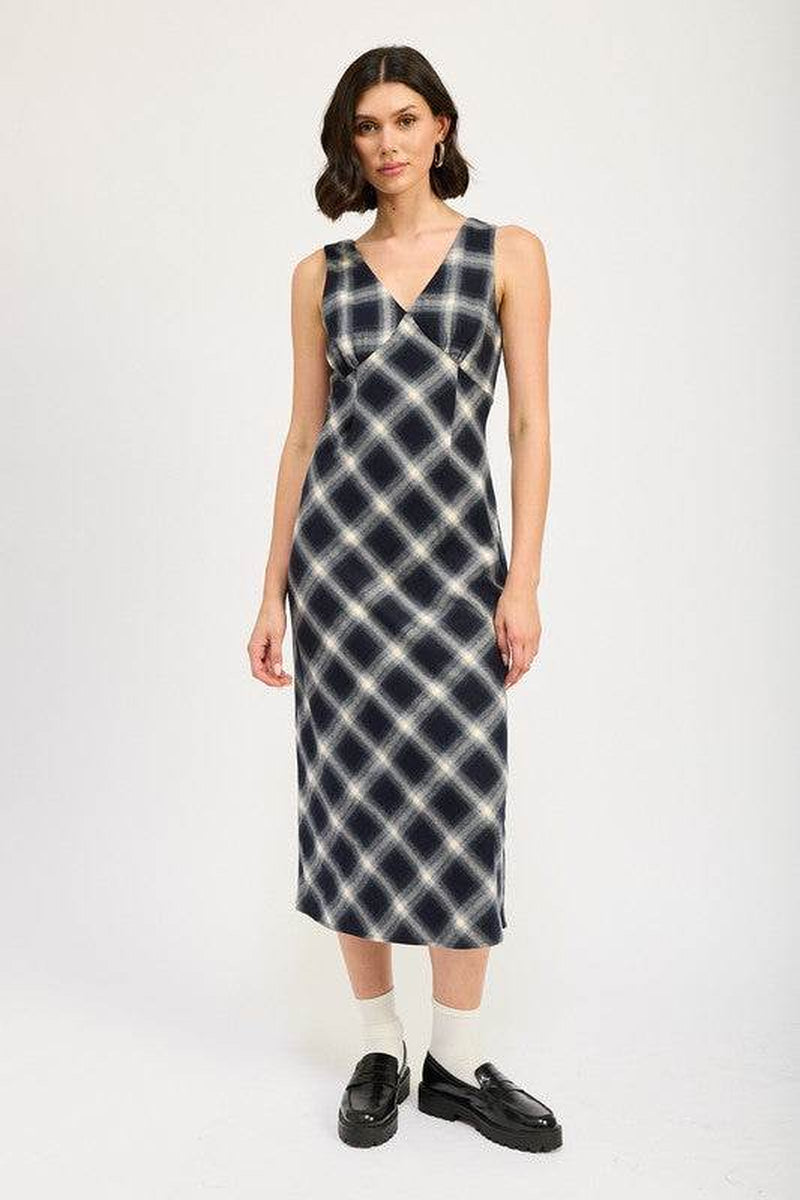 Plaid Bias Maxi Dress