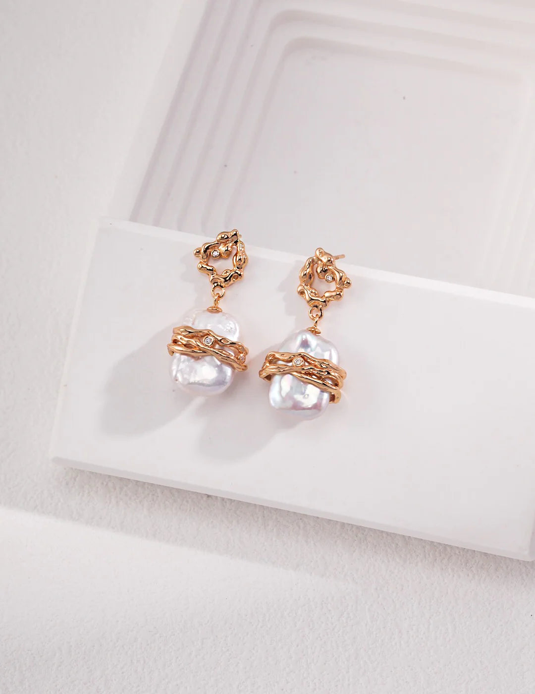 Rectangle Freshwater Pearl Earrings