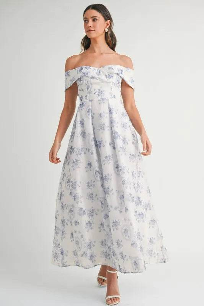 Floral Printed off Shoulder Maxi Dress