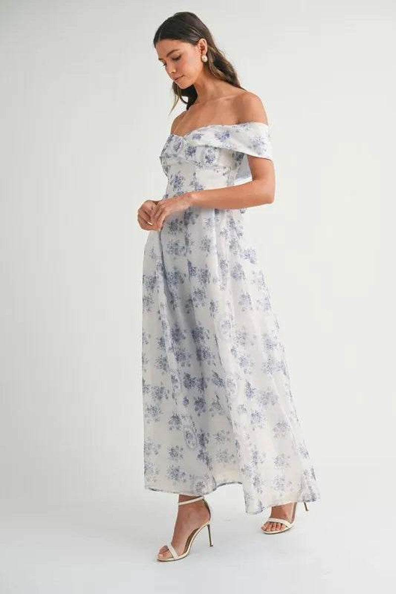 Floral Printed off Shoulder Maxi Dress