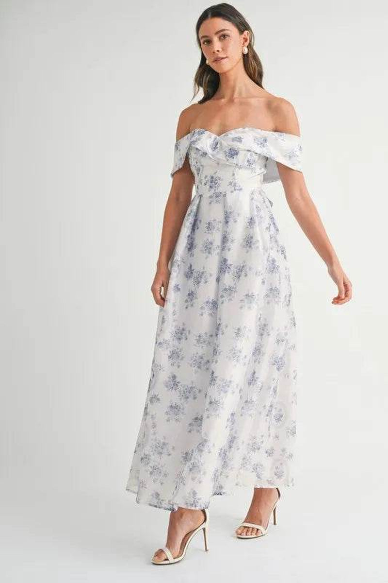 Floral Printed off Shoulder Maxi Dress