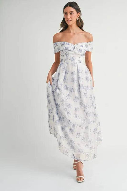 Floral Printed off Shoulder Maxi Dress