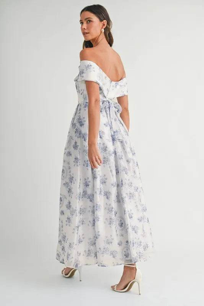 Floral Printed off Shoulder Maxi Dress