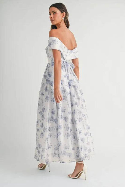 Floral Printed off Shoulder Maxi Dress