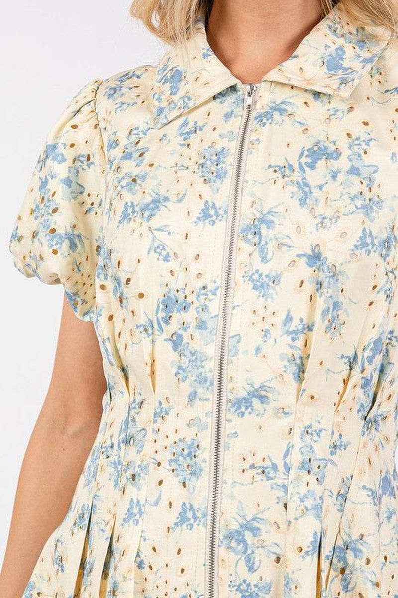 Geegee Floral Puff Sleeve Mini Dress