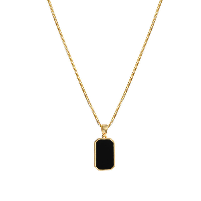 Rectangular Pendant Necklace Unisex