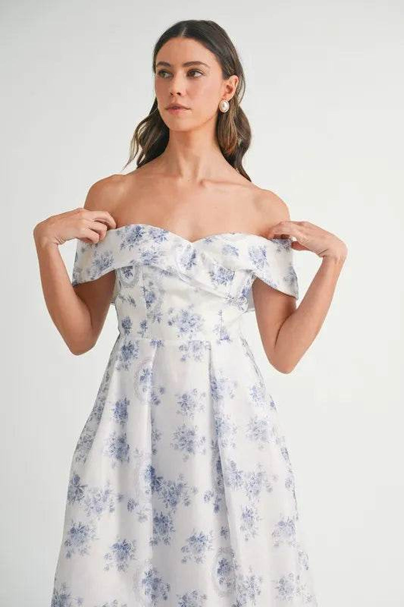 Floral Printed off Shoulder Maxi Dress