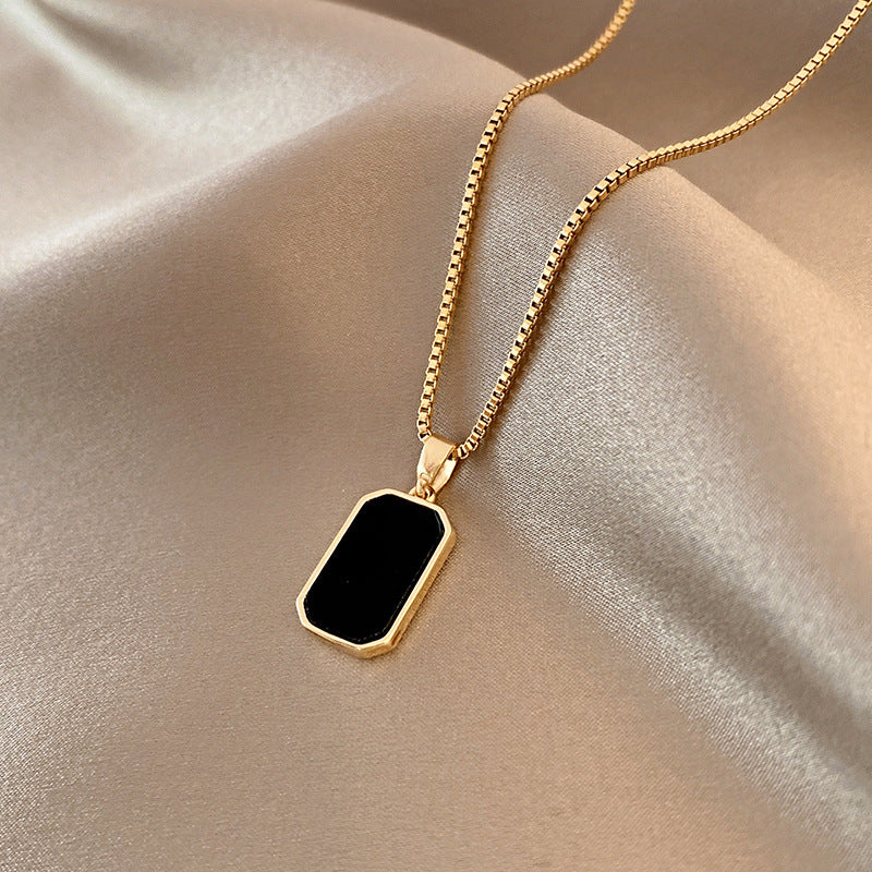 Rectangular Pendant Necklace Unisex