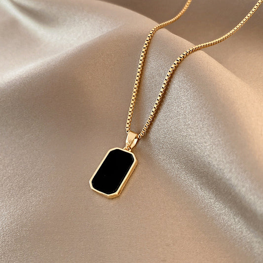 Rectangular Pendant Necklace Unisex