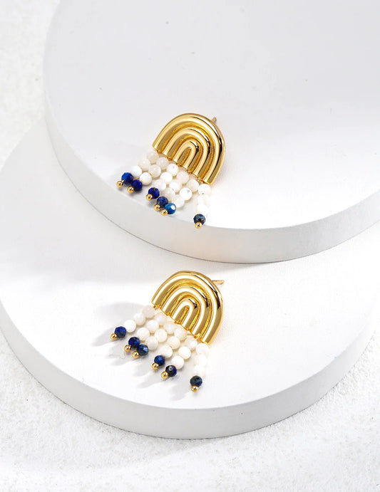Mother Of Pearl Lapis Lazuli Earrings