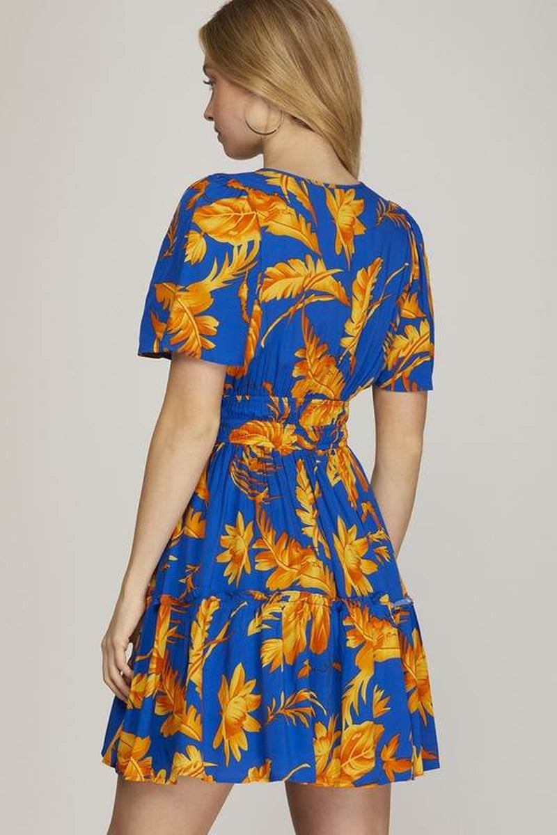 Sky Notched Frill Tiered Dress 