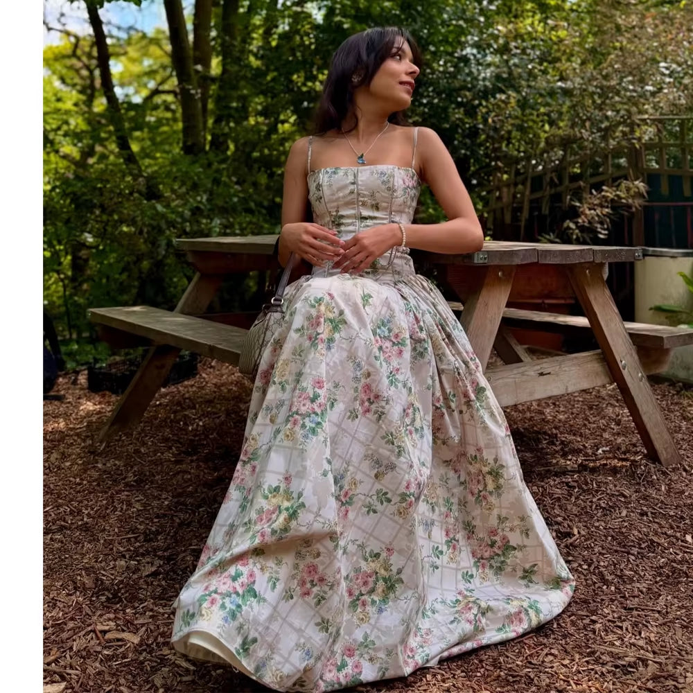 White Floral Print Holiday Dress