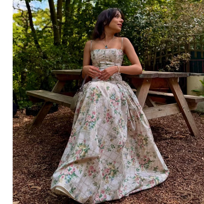 White Floral Print Holiday Dress