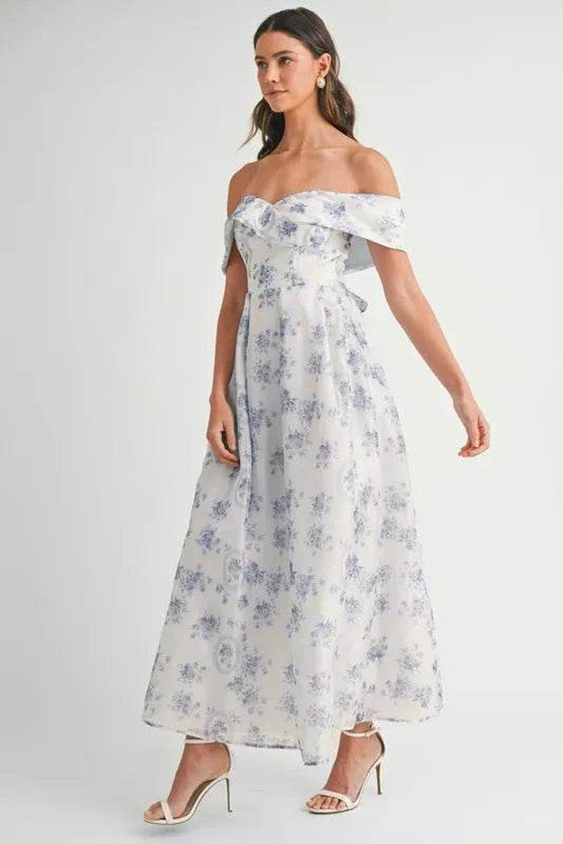 Floral Printed off Shoulder Maxi Dress